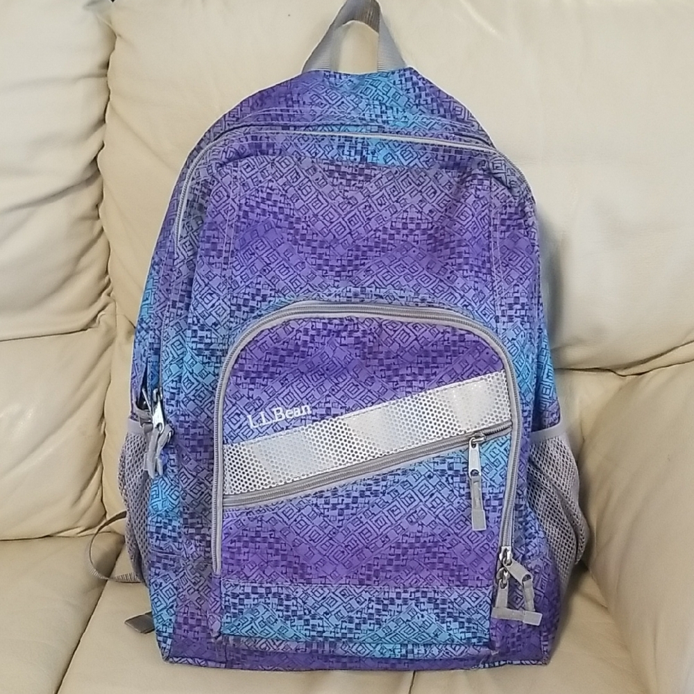 L.L. Bean Geometric Purple and Blue Backpack